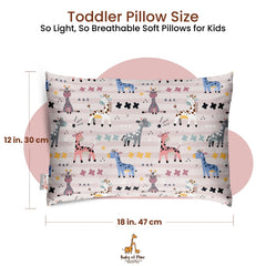 Premium Baby Pillow For Kids, Super Soft Cotton Kids Cushion - 12 X 18 Inches | For 5 Years Old Kids, Cartoon Prints - Colorful Giraffe | Bed Pillow, Washable, Easy To Care - Pillow 11