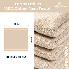Earthy Fables Premium Face Towels 600 Gsm | Ultra Soft, Quick Dry & Highly Absorbent, For Gym, Travel & Acne-Prone Skin | Set Of 3 (Beige)