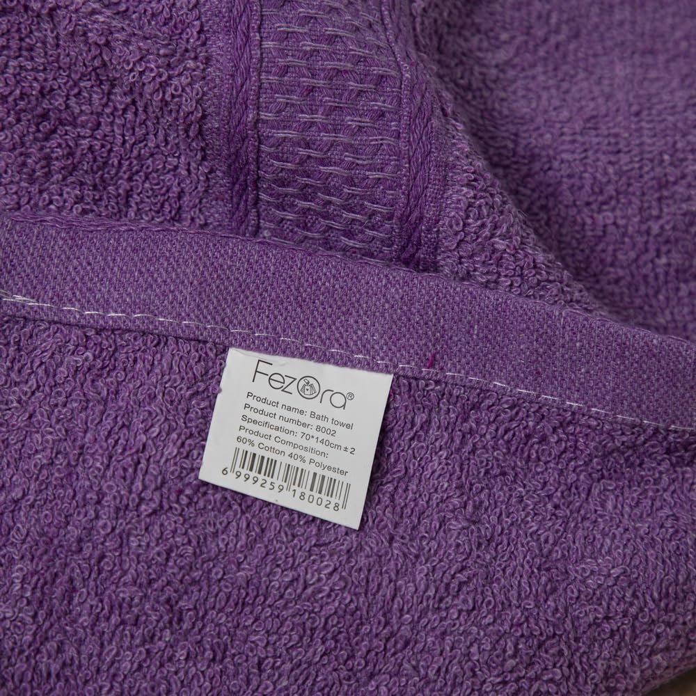 Fezora 100% Cotton Bath Towel 450 Gsm | Ultra Soft, Quick Dry, High Absorbency, Skin-Friendly Large Size Bath Towel (Dark Purple)