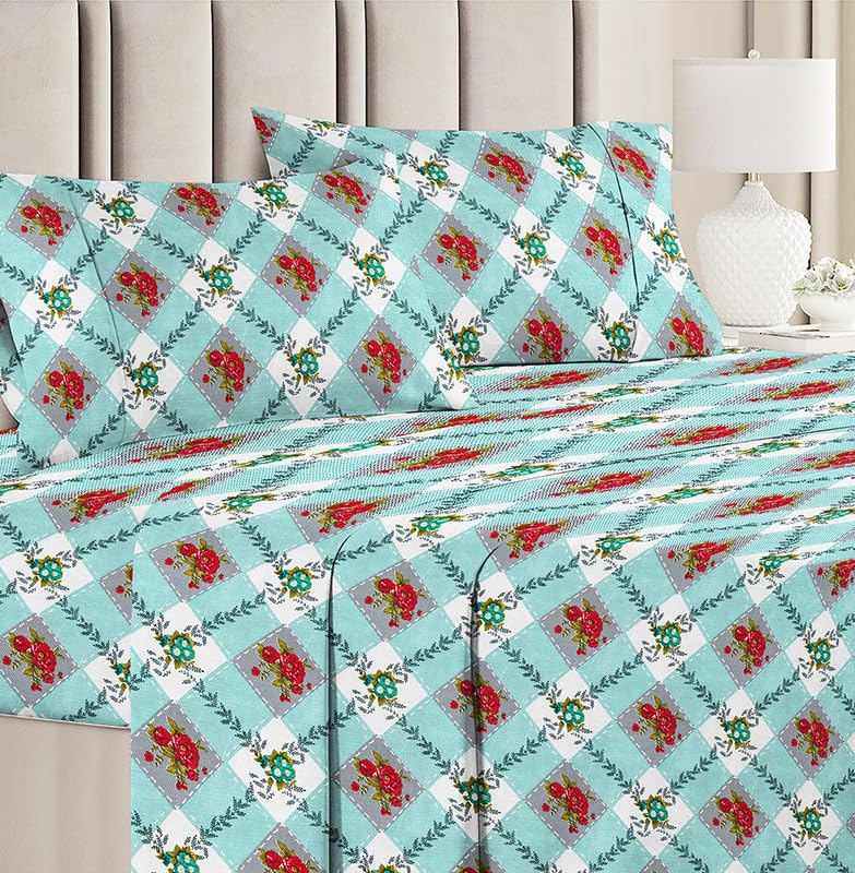 Microfiber Double Bedsheet With 2 Matching Pillow Covers | 90 X 90 Inches, Aqua - 144 TC Lightweight & Breathable Bed Sheet For Double Bed Perfect For Daily Use, Gifting, Or Guest Bedrooms