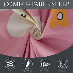 Microfiber Single Bedsheet Set With 1 Pillow Covers (60 X 90 Inches) Pink & White | Durable & Long-Lasting | 144 Thread Count | Wrinkle Free