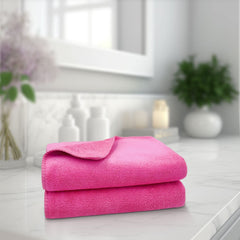 Sassoon Venir Microfiber 2 Piece Hand Towels 450 Gsm | Absorbent & Quick Dry Multipurpose Hand Towels (Coral Pink)