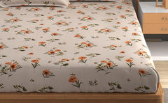 Printed Double Bedsheet With 2 Pillow Cover - 72 X 78 X 6 Inches, Brown | All Around Elastic Fitted Bedsheet | Super Soft Polycotton With 200 Thread Count