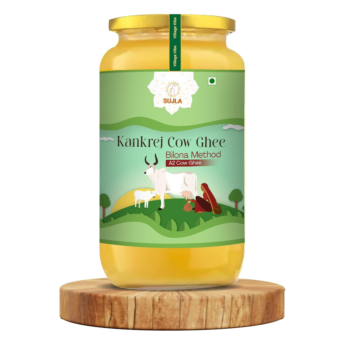 100% Natural A2 Kankrej Cow Ghee By Sujla | Nutrient Rich Taste & Aroma Desi Pure Ghee Perfect For Bones Health | (100ml) 3.3 Ounce | Jar Pack