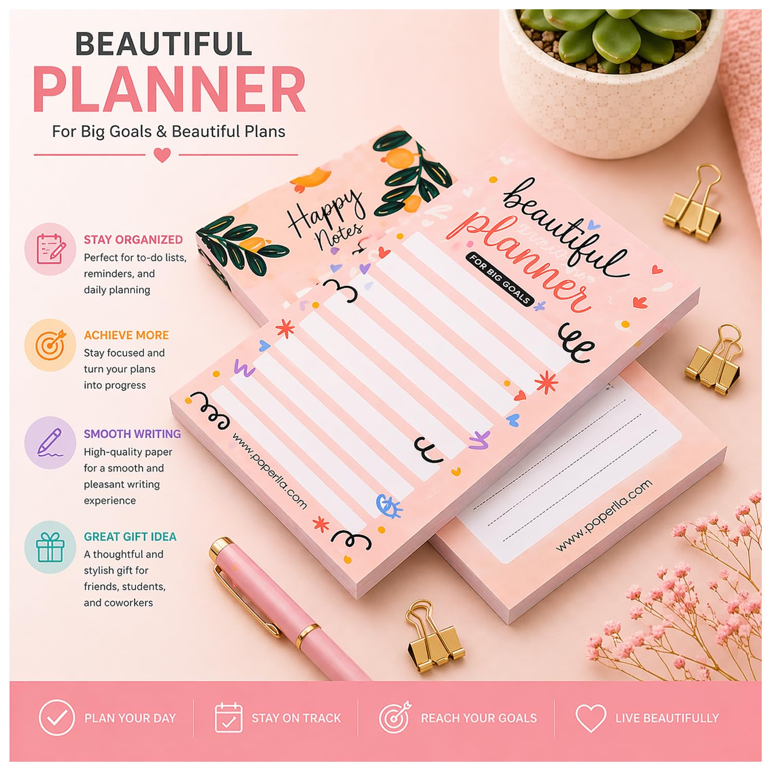 Daily To Do Writing Pads, Daily Planner, Notepads, 50 Pages, Fun & Humorous Design | Set Of 4