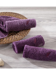 Maspar 100% Cotton Embedded Stripe Face Towel 600 Gsm - Set Of 4 (Purple)