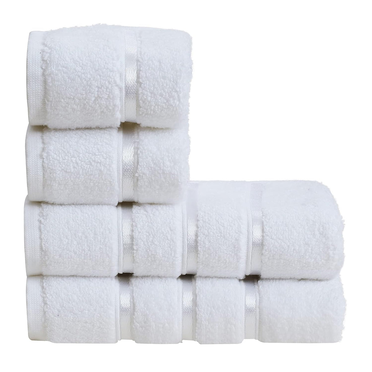 Spread Spain Roman 100% Cotton Bath Towel 600gsm | Super Absorption Quick Dry Large & Small Towel Set - White (Set Of 4)