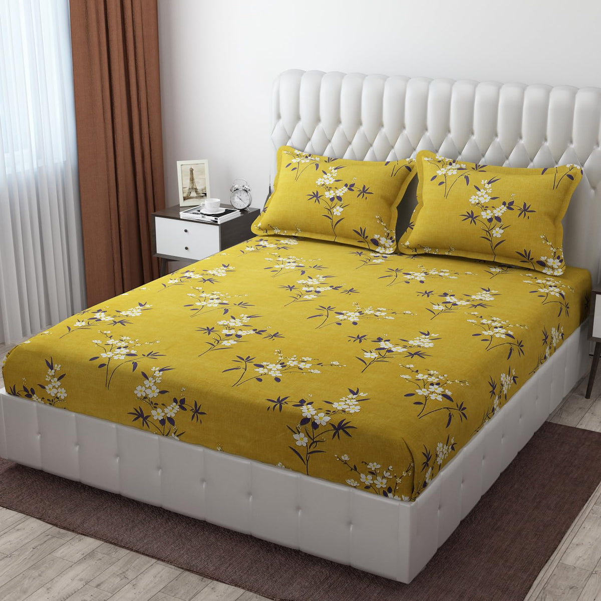 King Size Double Bedsheet For With 2 Pillow Covers - 72 X 78 X 8 Inches, Green | 300 Thread Count Breathable & Durable - Luxurious & Comfortable Bedsheet