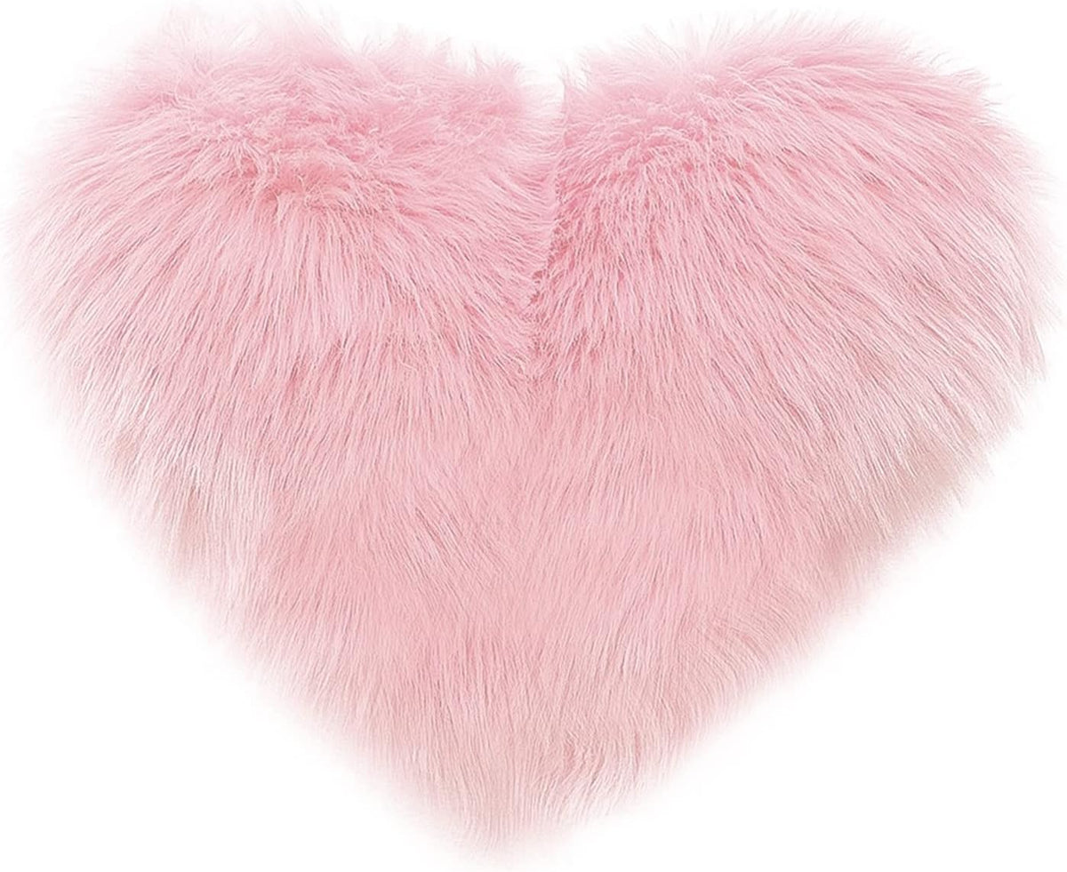 Luxury Soft Fur Love Heart Shape Cushion Pillow, Baby Pink - 16 X 16 Inches | Pillow For Valentine's Day, Couple, Sofa, Car, Decoration | Furniture Cushion, Washable, Super Soft Pillow