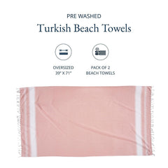 Lane Linen Large Pool Xl Beach Towel 699 Gsm | Pre-Washed, No Shrink, Quick Dry Oversized Beach Towels - Quartz Pink (2 Pack)