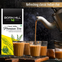 Born Hill Classic Indian Premium Assam Tea Powder - 250gm, 8.8 Ounce | 100% Natural, Fresh Blend With No Preservatives Or Colors - Authentic Indian Flavor, Resealable Pack