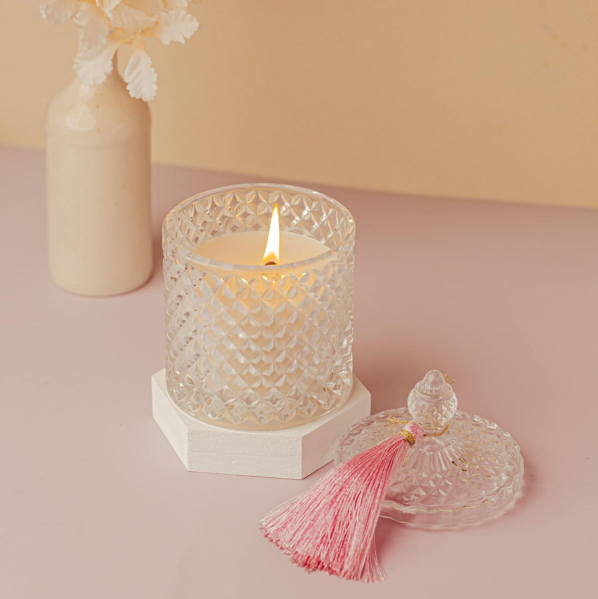 DIAMOND CRYSTAL JAR CANDLE ORGANIC SOY WAX COTTON WICK CANDLE FOR COUPLE DATE