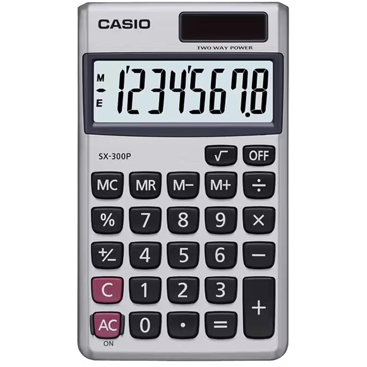 Casio Sx-300p-w Portable Calculator With Metallic Faceplate | Pocket Size Calculator, Solar Cell Powers Calculations