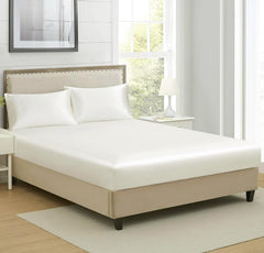 Elastic Fitted Bedsheet Queen Size With 2 Pillow Cover - 60 X 78 X 10 Inches, Cream | Lightweight & Breathable, Perfect For All Seasons