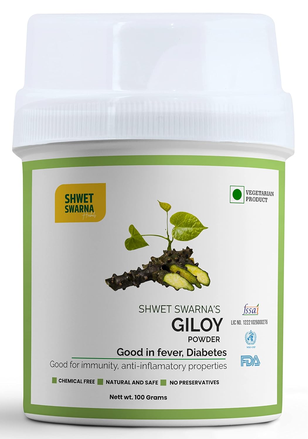 Shwet Swarna Giloy, Amrita, Guduchi, Gulvel Powder For, Immunity Boosting, 100% Natural, Pure, Chemical Free & No Added Preservatives | 100gm 0.2lbs