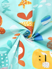 Cartoon Printed Double Bedsheet For Kids With 2 Pillow Cover - 72 X 78 X 10 Inches, Multicolor | Cotton Feel All Around Elastic Fitted King Size Double Bed
