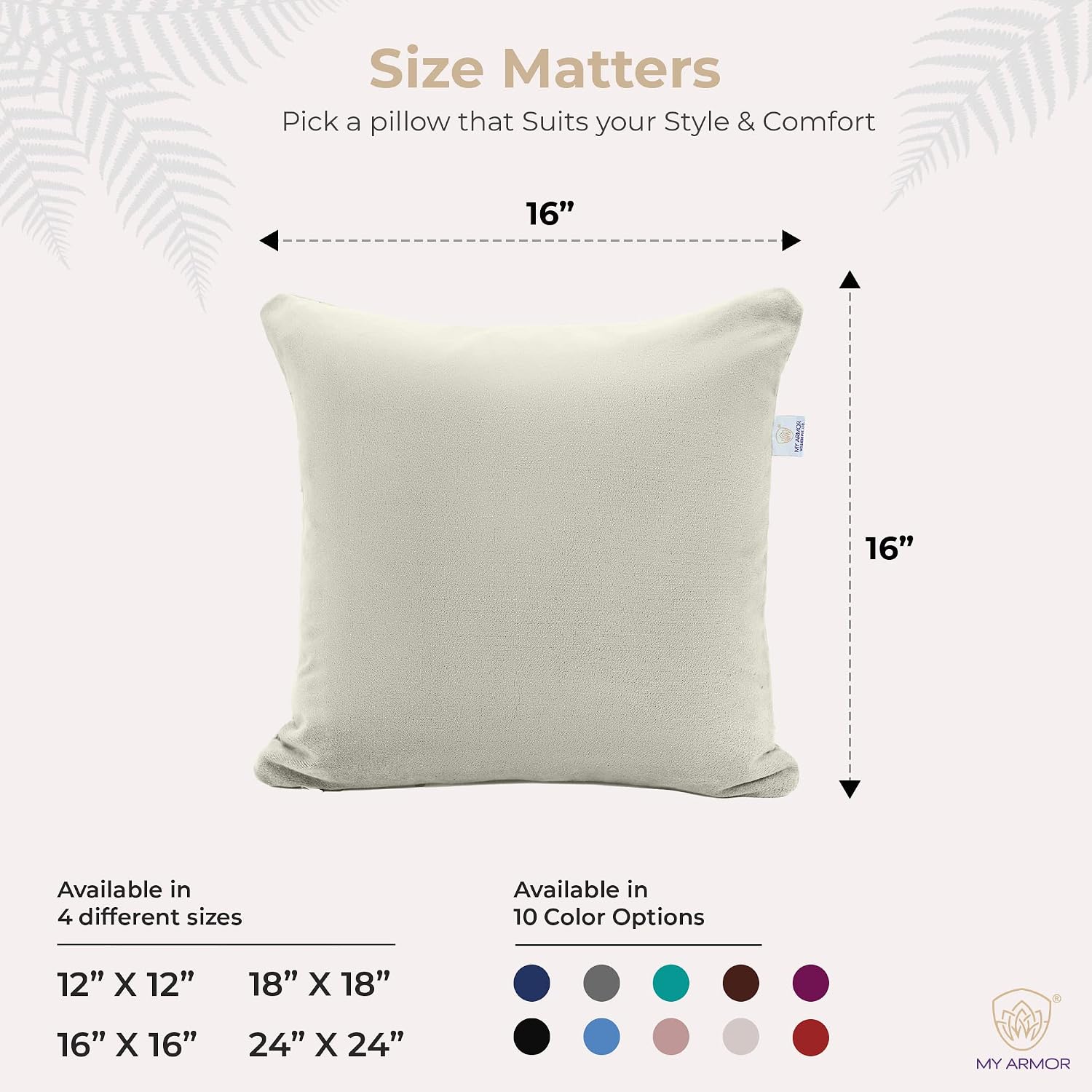 Microfiber Square Soft Pillow Cushion For Sofa & Bed, Cream - 16 X 16 Inch | Fluffy For Comfort & Back Support | Breathable, Washable | Premium Velvet Outer Cover With Zip - Pack Of 5
