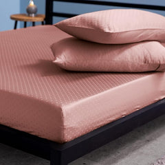 Cotton Fitted Bedsheet For Double Bed With 2 Pillow Covers - 60 X 80 Inches, Peach | Sateen Weave Queen Size Bed Sheet,12" Deep Pocket