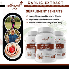 Natureal Garlic Extract Capsules For Cardiac Wellness & Antioxidant 800mg, Boost The Immune System It Supports The Protective Mechanism Of The Body | 60 Capsules 100gm 0.2lbs