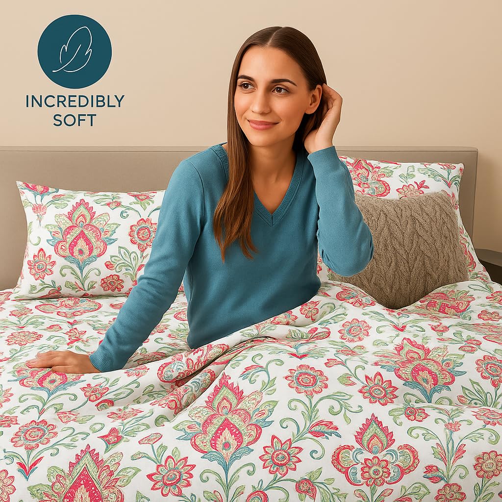 Single Bedsheet With 2 Pillow Covers - 68 X 90 Inch, Multicolor | Soft & Breathable Long-Lasting Comfortable Fabric Bedsheet