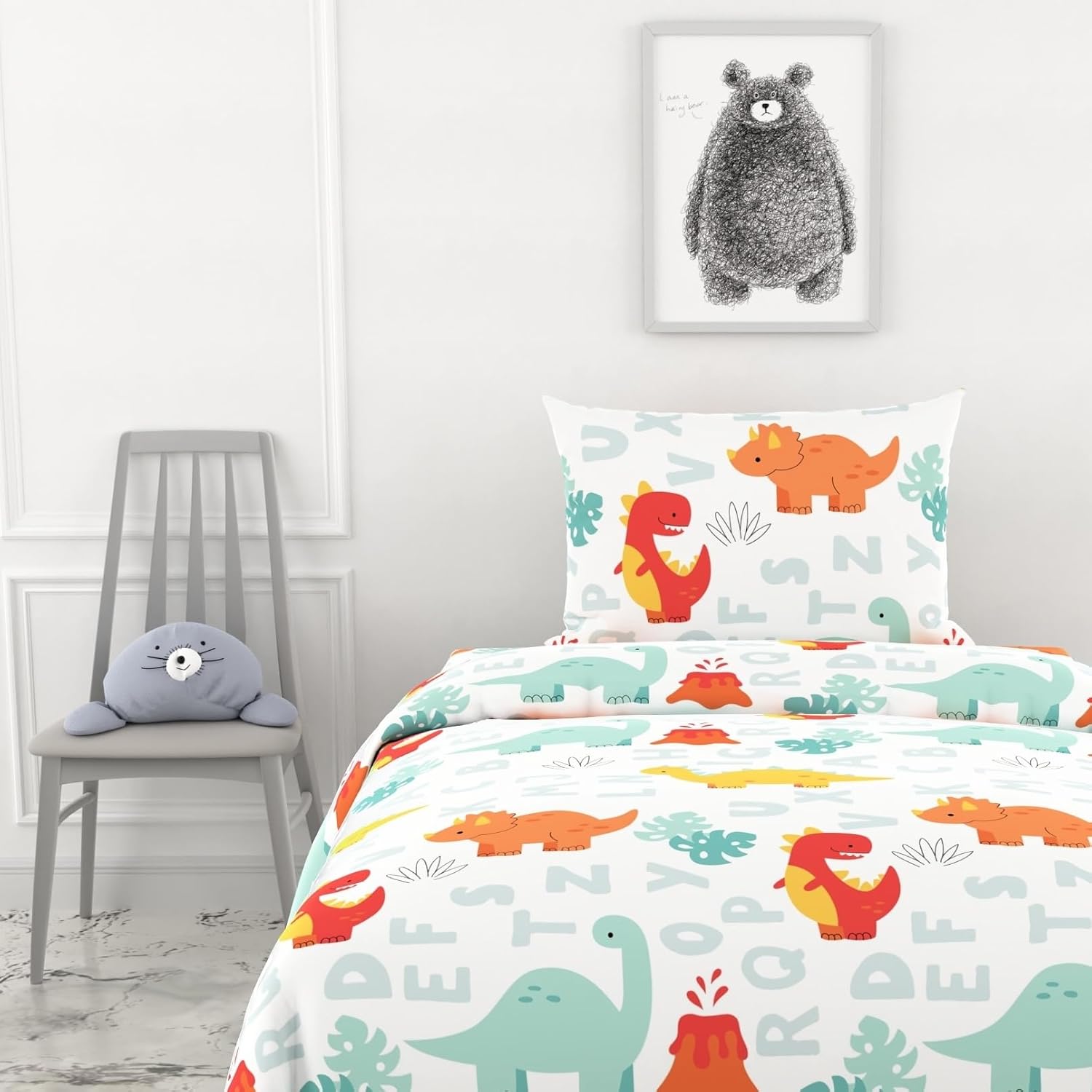 1 Single Bedsheet & 1 Pillow Cover - 54 X 84 Inches, Orange & Mint | Coordinated Look For Your Bedding | Durable & Easy To Maintain
