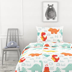 1 Single Bedsheet & 1 Pillow Cover - 54 X 84 Inches, Orange & Mint | Coordinated Look For Your Bedding | Durable & Easy To Maintain