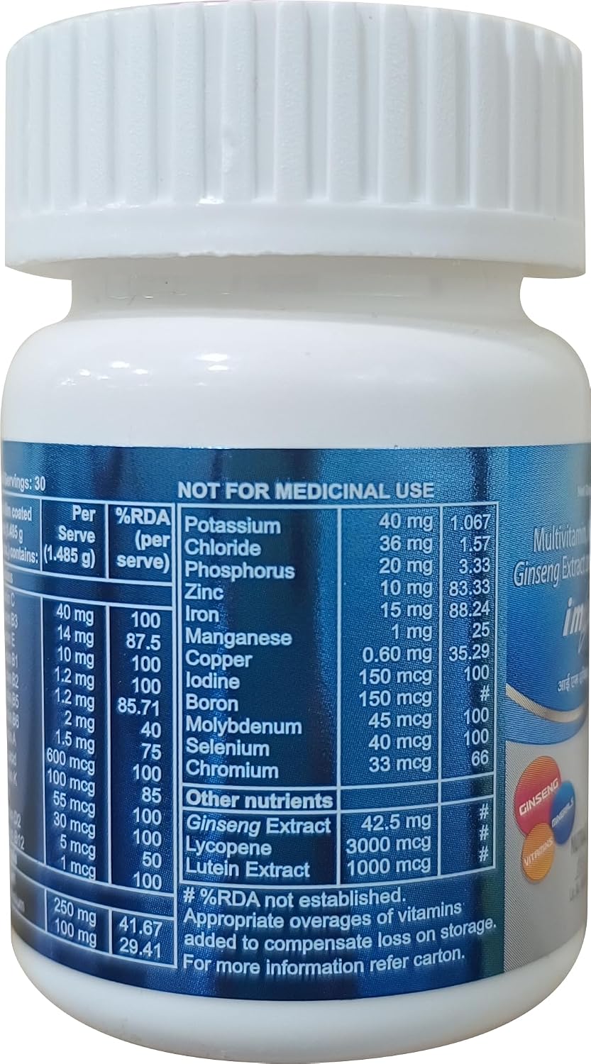 I M Activ Multi Vitamin Multi Mineral For Men With Ginseng Extract For Healthy Benefits | 30 Tablets , 50gm 0.1lbs