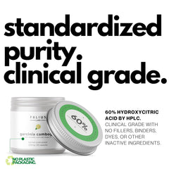 Folius Labs Pure Garcinia Cambogia Extract Supplement 500mg 100% Natural Hca Extract Concentrated To 60% - Supports Healthy Digestion & Metabolism | 60 Capsules 100gm 0.2lbs