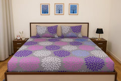 100% Microfiber Double Bedsheet Includes 2 Pillow Covers Cozy & Durable Bed Sheet Set For Double Bed - 90 X 100 Inches, Multicolor | Purple Petals Print – Soft & Smooth Fabric