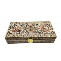 Classic Design Gold Plated Mgi Floral Decorative Box, Wedding Fancy Shagun Cash Box, Jewellery Box, Money Box, Gaddi Box, Colour - Cream, Style - Traditional