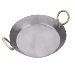 Heavy Base Silver Cast Iron Flat Kadai - 12 Inch | Tavi, Fry Pan, Tai For Making Jalebi, Dal Tadka - Gas Stovetop Compatible