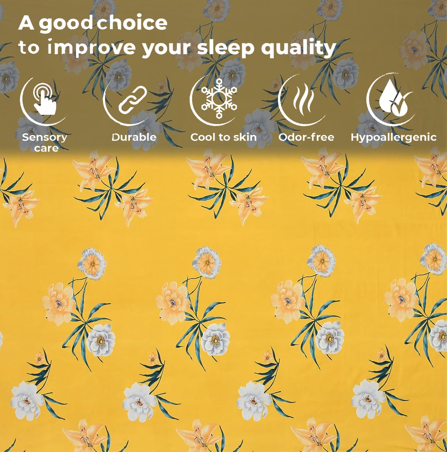 Microfiber Single Bedsheet Set With 1 Pillow Covers (60 X 90 Inches) Yellow | Durable & Long-Lasting | 144 Thread Count | Wrinkle Free