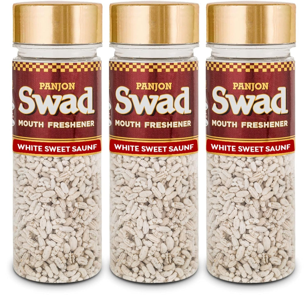 Panjon Swad White Sweet Saunf Mukhwas 360gm, (120gm *3 Bottles) | Digestive Mouth Freshener