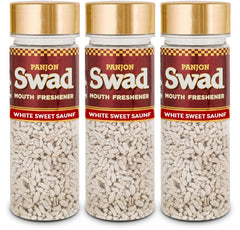 Panjon Swad White Sweet Saunf Mukhwas 360gm, (120gm *3 Bottles) | Digestive Mouth Freshener