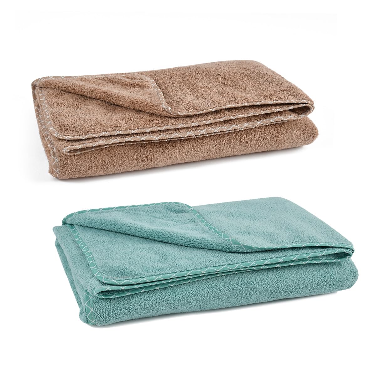 Urbanleaf Microfiber Large Bath Towel Quick Dry Super Absorbent Bath Towel | Towel For Bath, Travel, Gym, Beach, Pool & Yoga (Brown & Green)