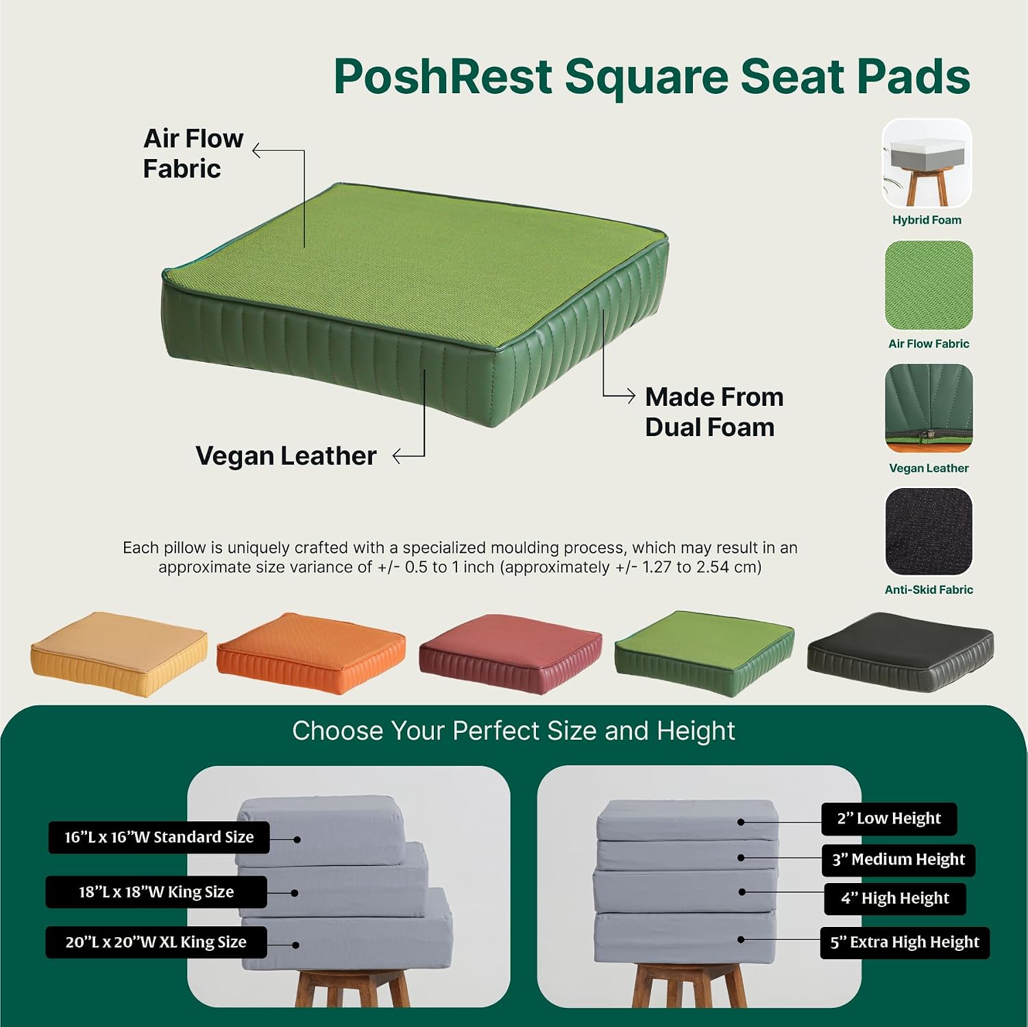 Chair Cushion Pad, High-Resilience & Memory Foam Pillow, Standard Size - 16 L X 16 W X 3 H Inch | Seat Cushion For Chair, Hip Support & Back Pain Relief | Sitting Pillow - Set Of 1