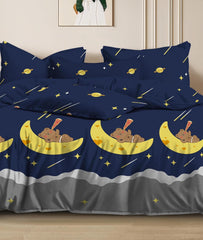 Kids Bed Sheet For King Size With 2 Pillow Cover Boys & Girls - 72 X 78 Inches, Dark Blue | Wrinkle Free Soft & Cozy Bedding - Premium Ultra Soft Bedsheet