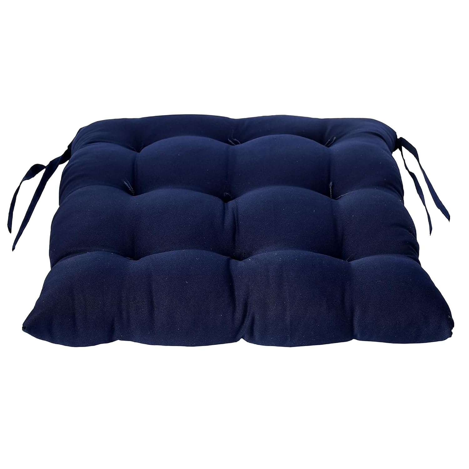 Chair Cushion Pad, Soft & Comfortable Sitting, Chair Pad - Navy Blue | Microfiber Square Chair Pad With Ties | Chair Seat Cushion For Office & Home | Furniture Cushion, Washable - Pack Of 4