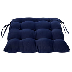 Chair Cushion Pad, Soft & Comfortable Sitting, Chair Pad - Navy Blue | Microfiber Square Chair Pad With Ties | Chair Seat Cushion For Office & Home | Furniture Cushion, Washable - Pack Of 6