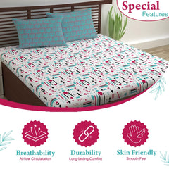 100% Cotton Double Bedsheet With 2 Pillow Cover - 87 X 100 Inches, Multicolor | Lightweight, Soft, Skin Friendly - Durable Bedsheets For Everyday Comfort