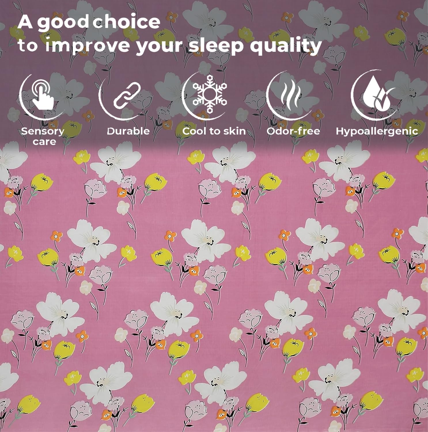 King Size Bedsheet With Two Pillow Cover (Size - 78 X 72 Inches, Pink & White) | Elastic Fitted Floral Bedsheet | Best For Festival Gifting