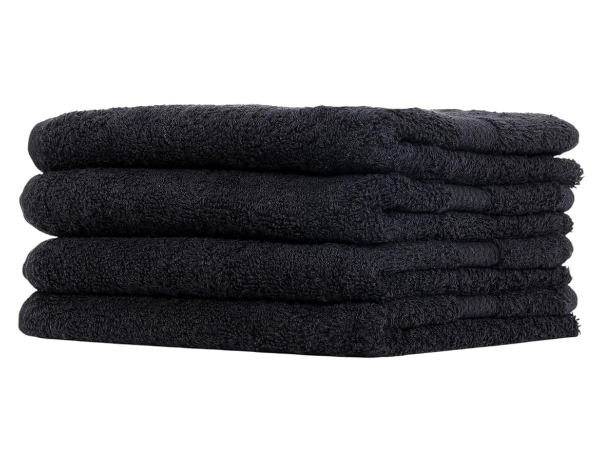Rushant 100% Combed Cotton Hand Towels 600 Gsm | Ultra Soft, Quick Dry & Super Absorbent For Home, Gym & Travel (Black) - Set Of 4
