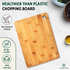 Bamboo Wood Chopping & Cutting Board For Chopping Vegetables, Fruits, Meat, Serving Platter, Small 28 Cms, 0.35 Kg - Bamboo Wood Rectangle Chopping Board