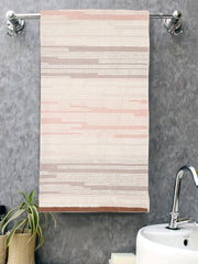 Homefresh Decorative Cotton Bath Towel 500 Gsm | Geometric Pattern Brown & White (Solstice)