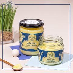 Organic Desi Cow Ghee By Milky Bay | Naturally Rich Taste & Aroma Desi Pure Cow Ghee Perfect For Laddus | (500ml) 16.9 Ounce | Jar Pack