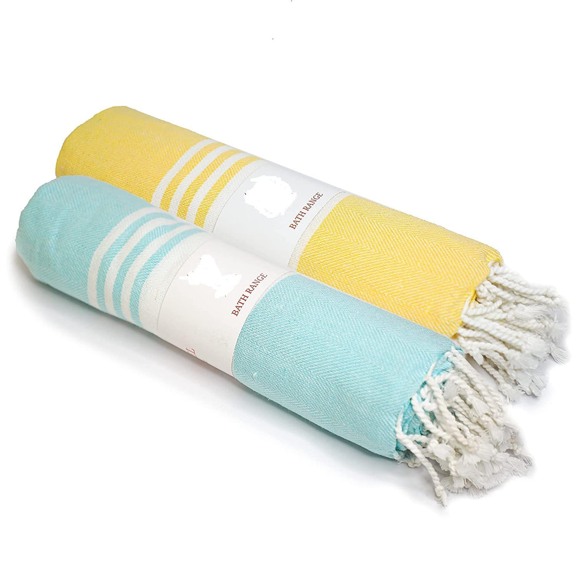 Rosslyn Bath/Beach Towel 700 Gsm | Ultra Soft, Absorbent & Quick Dry Bath Towel (Yellow & Light Blue) - 2 Pcs