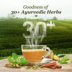 Dabur Vedic Tea With 30+ Ayurvedic Herbs - 500gm, 17.6 Ounce | Chai Handpicked From Assam, Nilgiri & Darjeeling - Soulful Aroma & Rich Taste, Premium Tea Loose Leaves - Caffeine Free Chai Patti