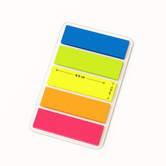 Transparent 5 Color Plastic Flag Sticky Notes | Pack Of 5 X 100 Sheets Each - Bright & Durable