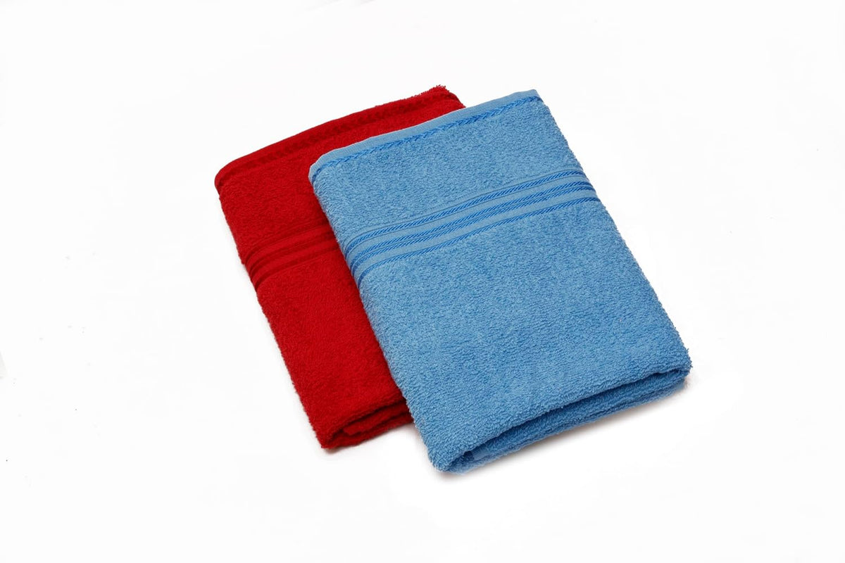 Liberty Towels Soft Cotton Medium Size Hand & Face Towels 400 Gsm | Quick Dry Sweat & Workout Towels For Men & Women (Blue & Maroon) - Pack Of 2