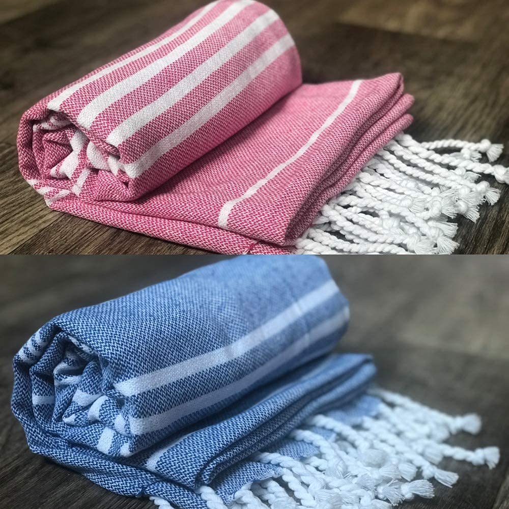 Rosslyn Bath/Beach Towel 700 Gsm | Ultra Soft, Absorbent & Quick Dry Bath Towel (Blue & Pink) - 2 Pcs